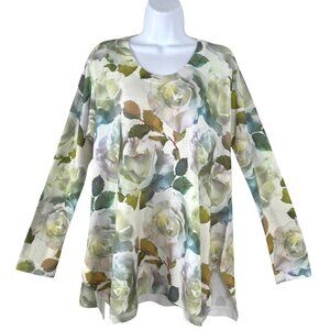 Soft Surroundings Vintage Rose Tunic Top Large Gardenia‎ Floral NWT TP-3507